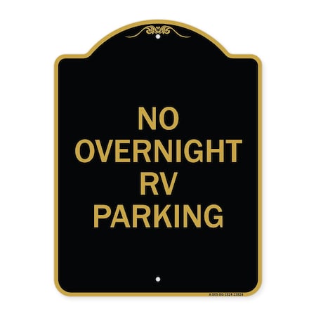Signmission Designer Series Sign No Overnight RV Parking, Black & Gold Aluminum Sign, 18" x 24", BG-1824-23824 A-DES-BG-1824-23824